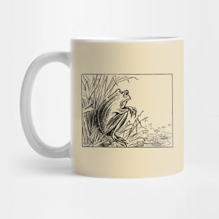 Of Frogs and Feelings, Melancholic Cute Cottagecore Toad, By the Pond, Vintage Aesthetic Mug